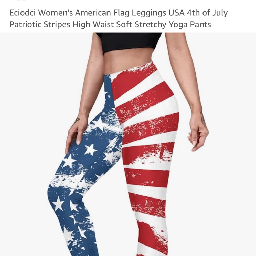 American flag, blue, red and white leggings size medium